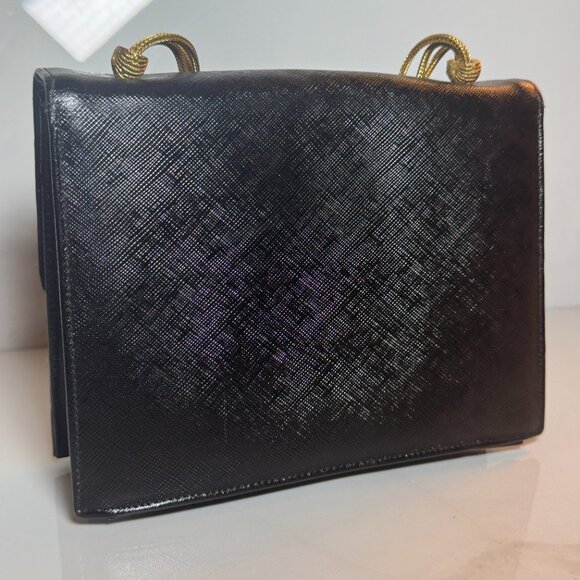 Vintage Black Clutch Gold Chain Detailing - Picture 3 of 16